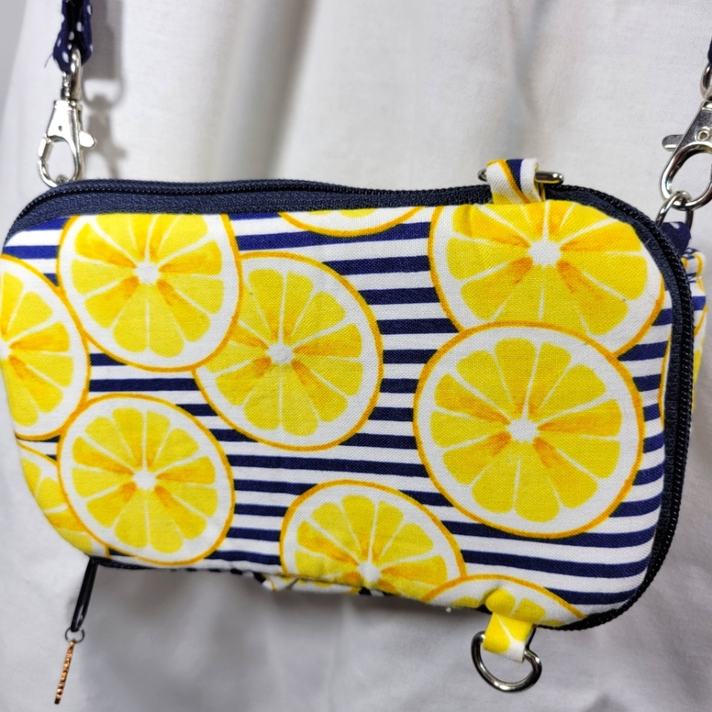 Designer Crossbody Bag w/Lemons Good Size for Concert Venues Stadiums Pocketbook